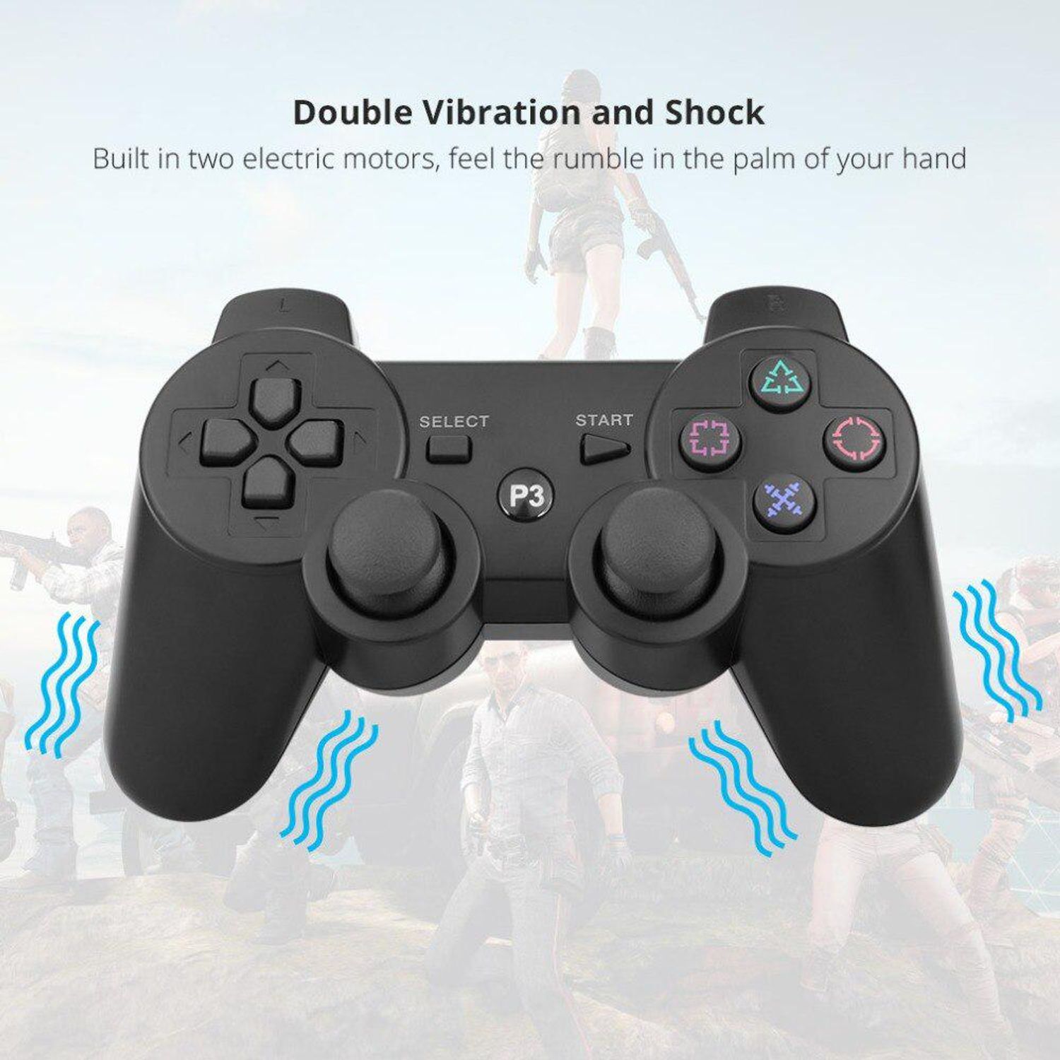 Wireless Controller Compatibil PS3 MRG MP3 , DoubleShock 3, Vibratii, Negru fotografia produsului View 3 L
