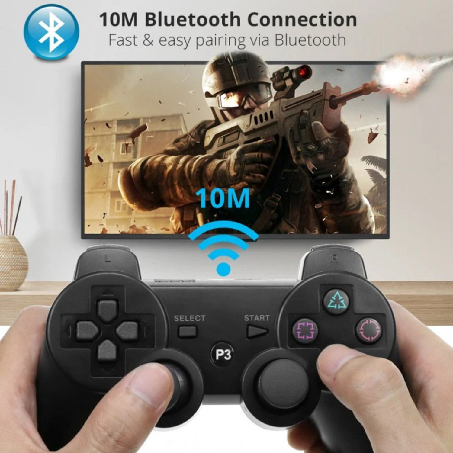 Wireless Controller Compatibil PS3 MRG MP3 , DoubleShock 3, Vibratii, Negru fotografia produsului View 2 L