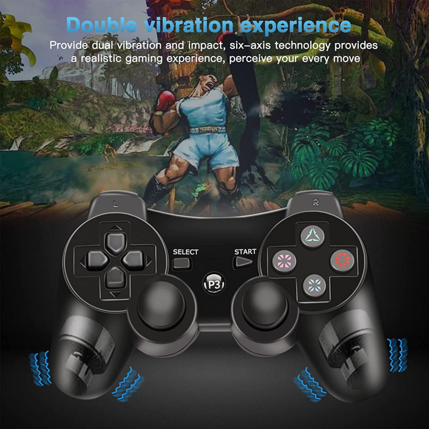 Wireless Controller Compatibil PS3 MRG MP3 , DoubleShock 3, Vibratii, Negru fotografia produsului View 5 L
