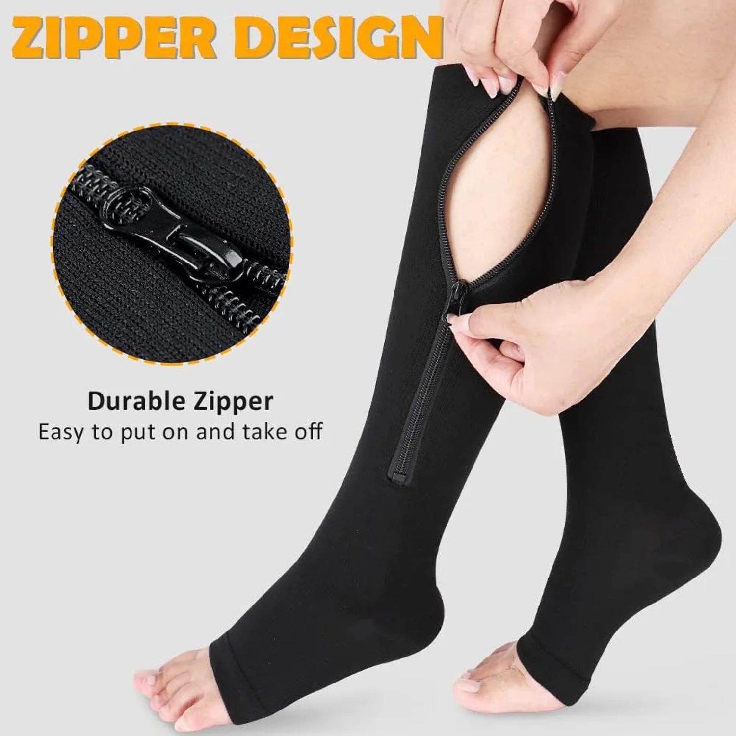 Ciorapi Compresivi Varice MRG M876 , cu Fermoar , Fara Varf , Negru fotografia produsului View 6 L