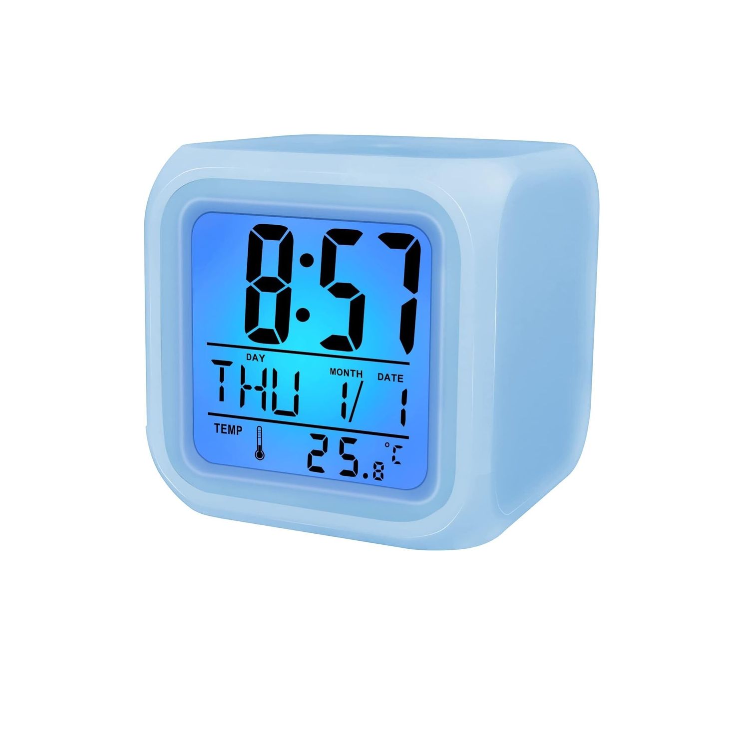 Ceas cu Termometru MRG M877 , LCD , 7 Lumini LED, Alb fotografia produsului