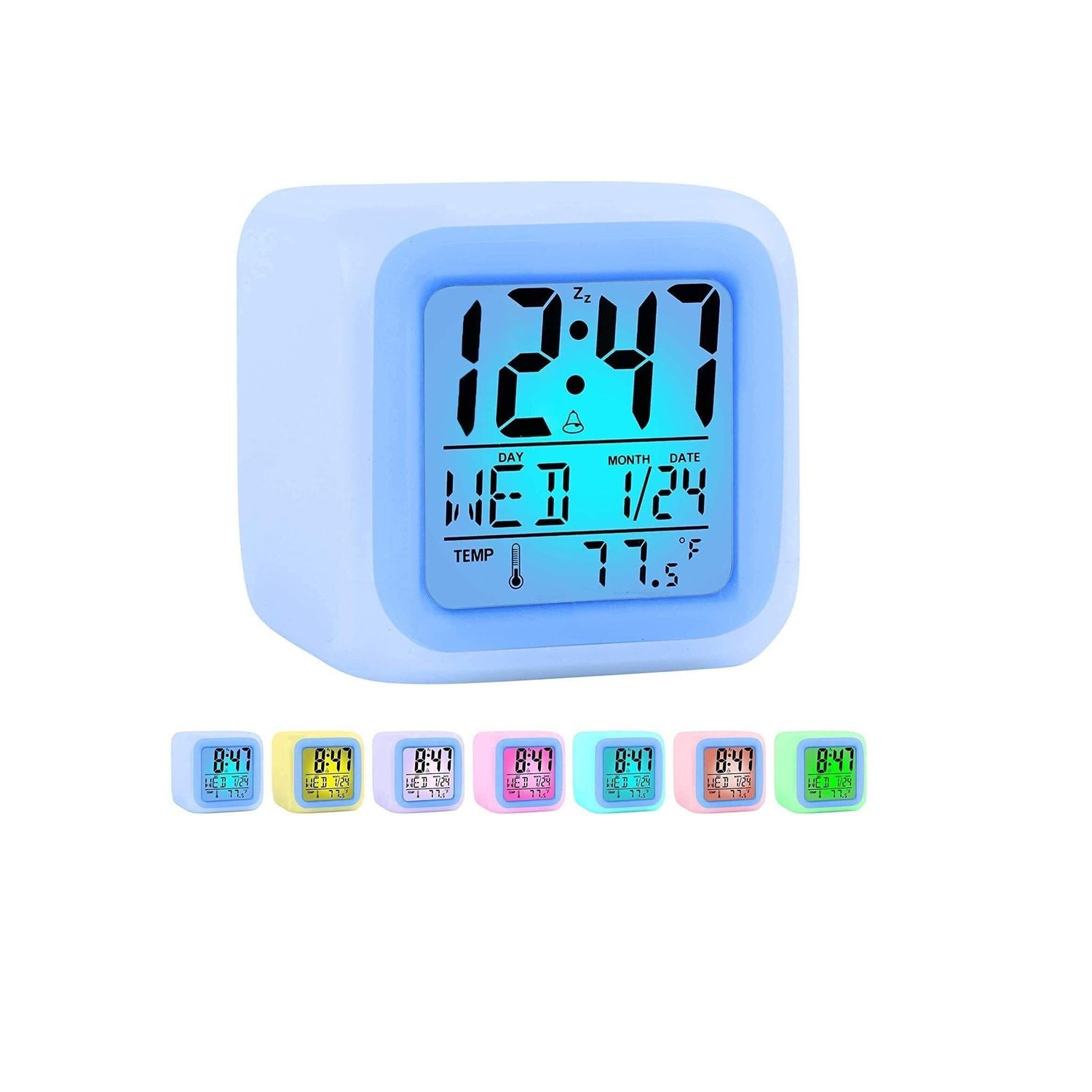 Ceas cu Termometru MRG M877 , LCD , 7 Lumini LED, Alb fotografia produsului View 2 L