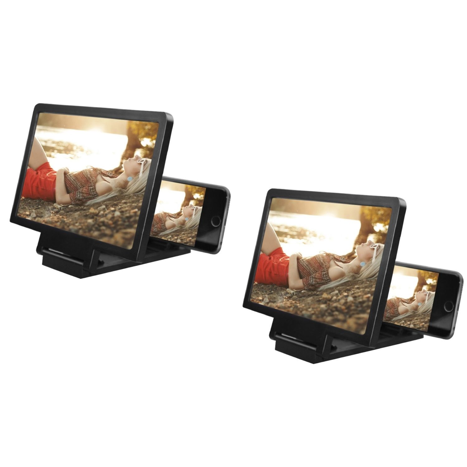 Set 2x Lupa Telefon MRG MF1, 8 inch, Pliabil, Efect 3D, Negru fotografia produsului