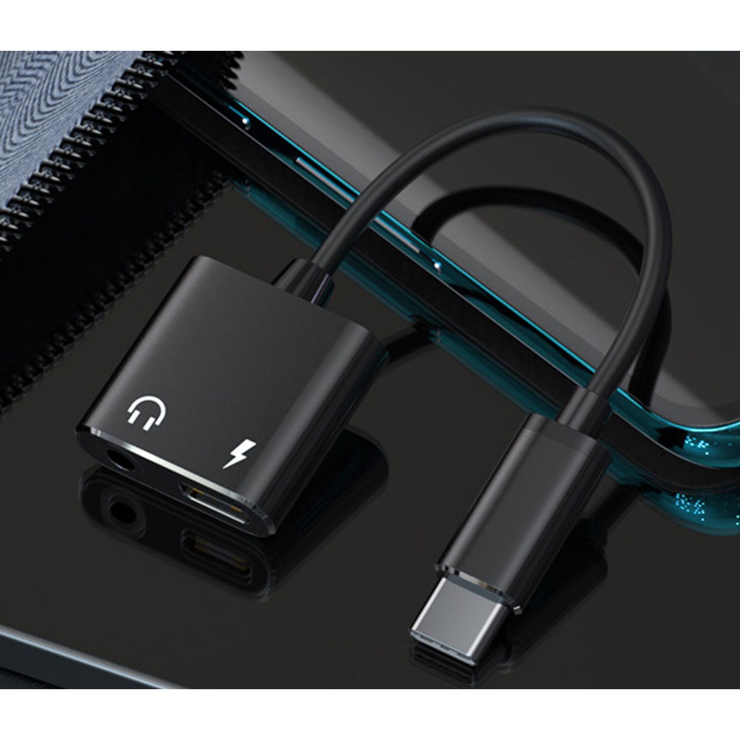 Adaptor Audio Usb TypeC la Jack MRG MDU07, Jack 3.5mm, Negru fotografia produsului View 3 L