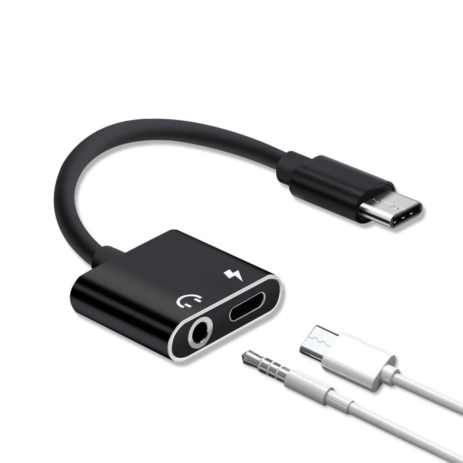 Adaptor Audio Usb TypeC la Jack MRG MDU07, Jack 3.5mm, Negru fotografia produsului View 2 L