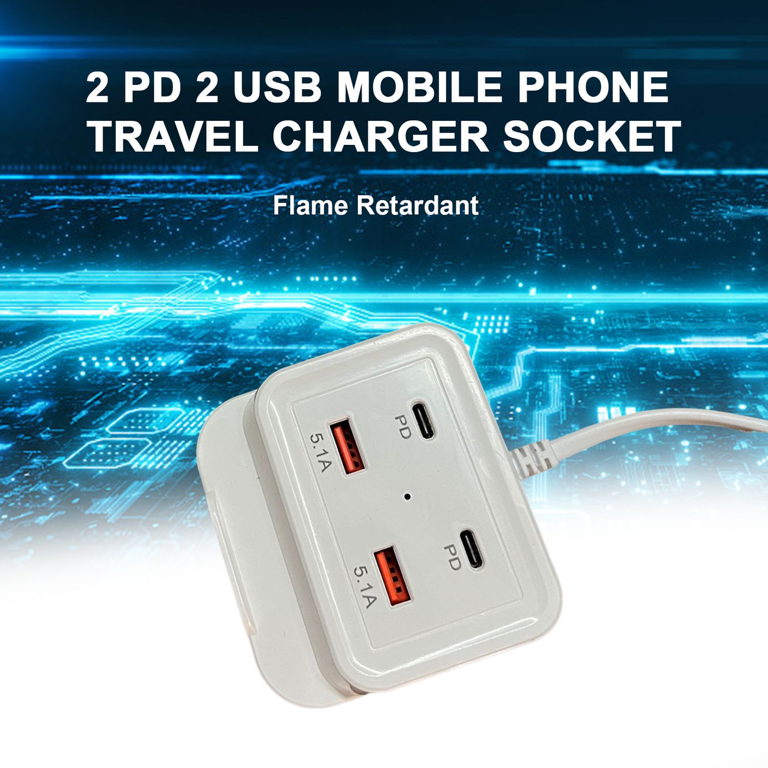 Statie Incarcare Usb 220V MRG M948, 5.1A, Cu cablu, 4 Porturi 2xUSB, 2xUSB TypeC fotografia produsului View 6 L