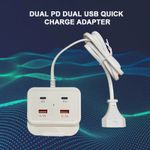 Statie Incarcare Usb 220V MRG M948, 5.1A, Cu cablu, 4 Porturi 2xUSB, 2xUSB TypeC fotografia produsului View 7 S