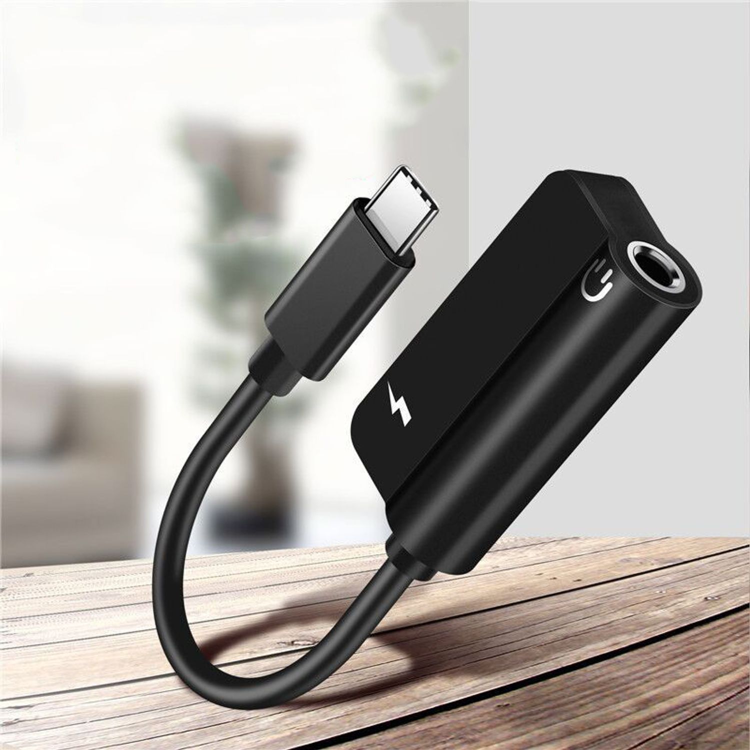 Adaptor Audio Usb TypeC la Jack MRG MDU05, USBC la Jack 3.5mm, Negru fotografia produsului View 5 L