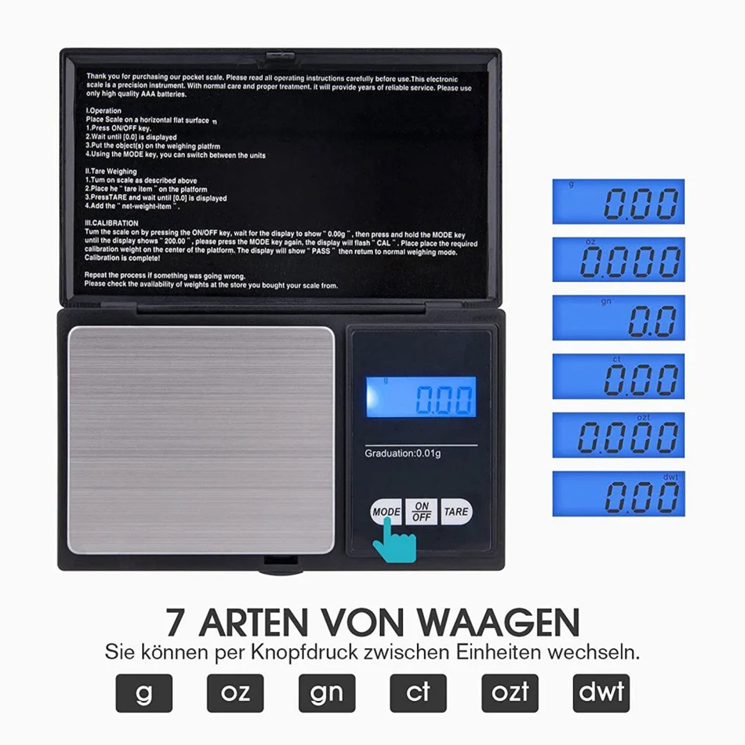 Cantar Electronic Bijuterii MRG M579, LCD Digital, 200 g, Precizie 0.01 g fotografia produsului View 3 L