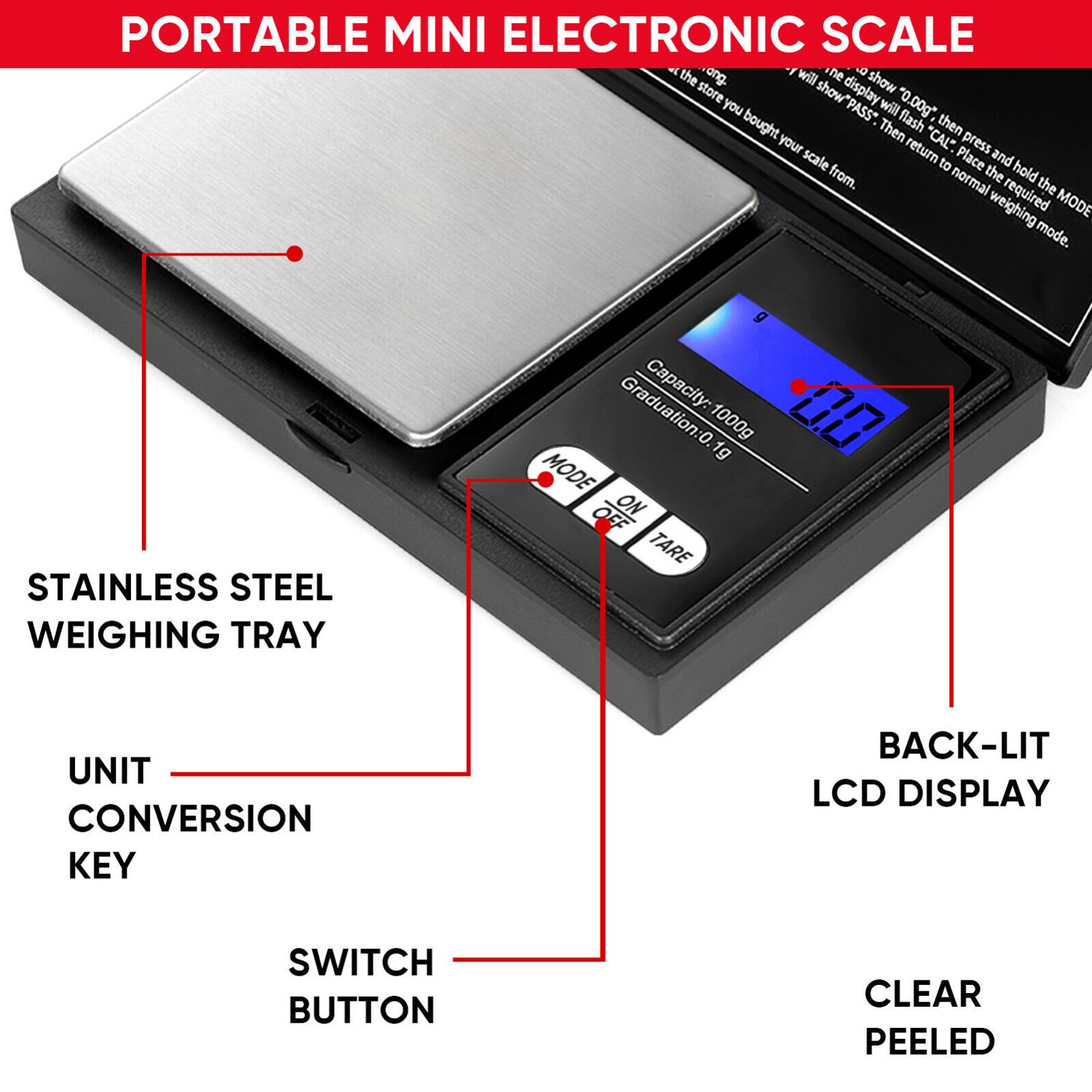 Cantar Electronic Bijuterii MRG M579, LCD Digital, 200 g, Precizie 0.01 g fotografia produsului View 5 L