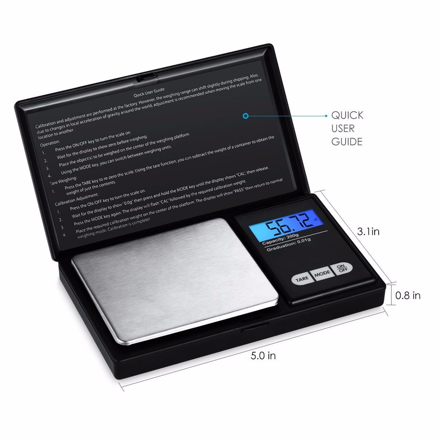 Cantar Electronic Bijuterii MRG M579, LCD Digital, 200 g, Precizie 0.01 g fotografia produsului View 2 L