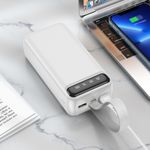Acumulator Extern MRG MN10, 30.000mAh, USB-C, 2x USB, Display LCD, Lanterna, Alb fotografia produsului View 5 S