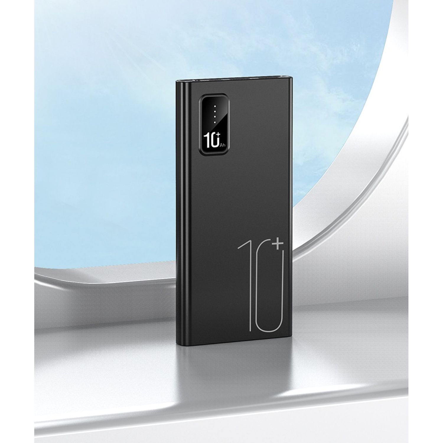 Acumulator Extern Slim MRG MTBF09 , 10.000mAh, 37Wh, USB-C, 2x USB, LCD, Negru fotografia produsului View 2 L