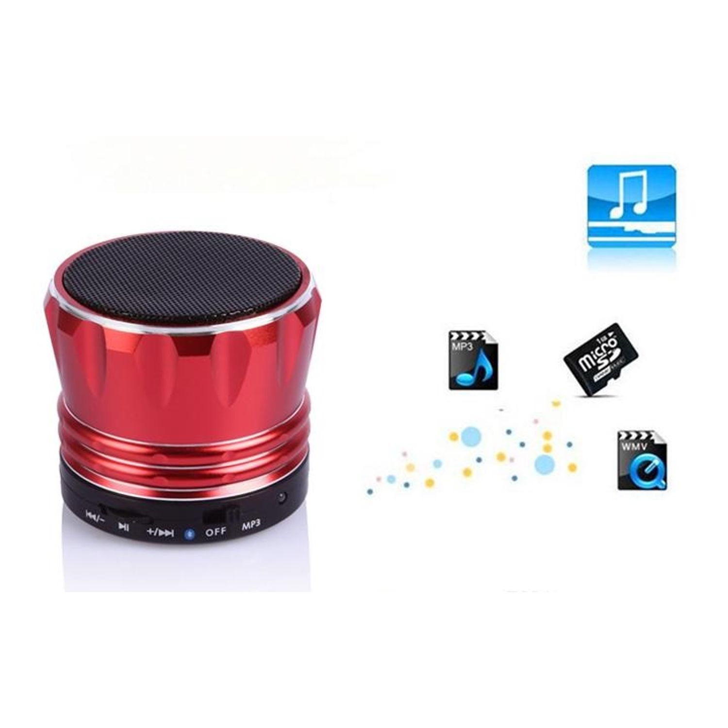 Difuzor Boxa Portabil cu Bluetooth Handsfree Rosu Mp3 Player, Slot Card microSD fotografia produsului View 2 L