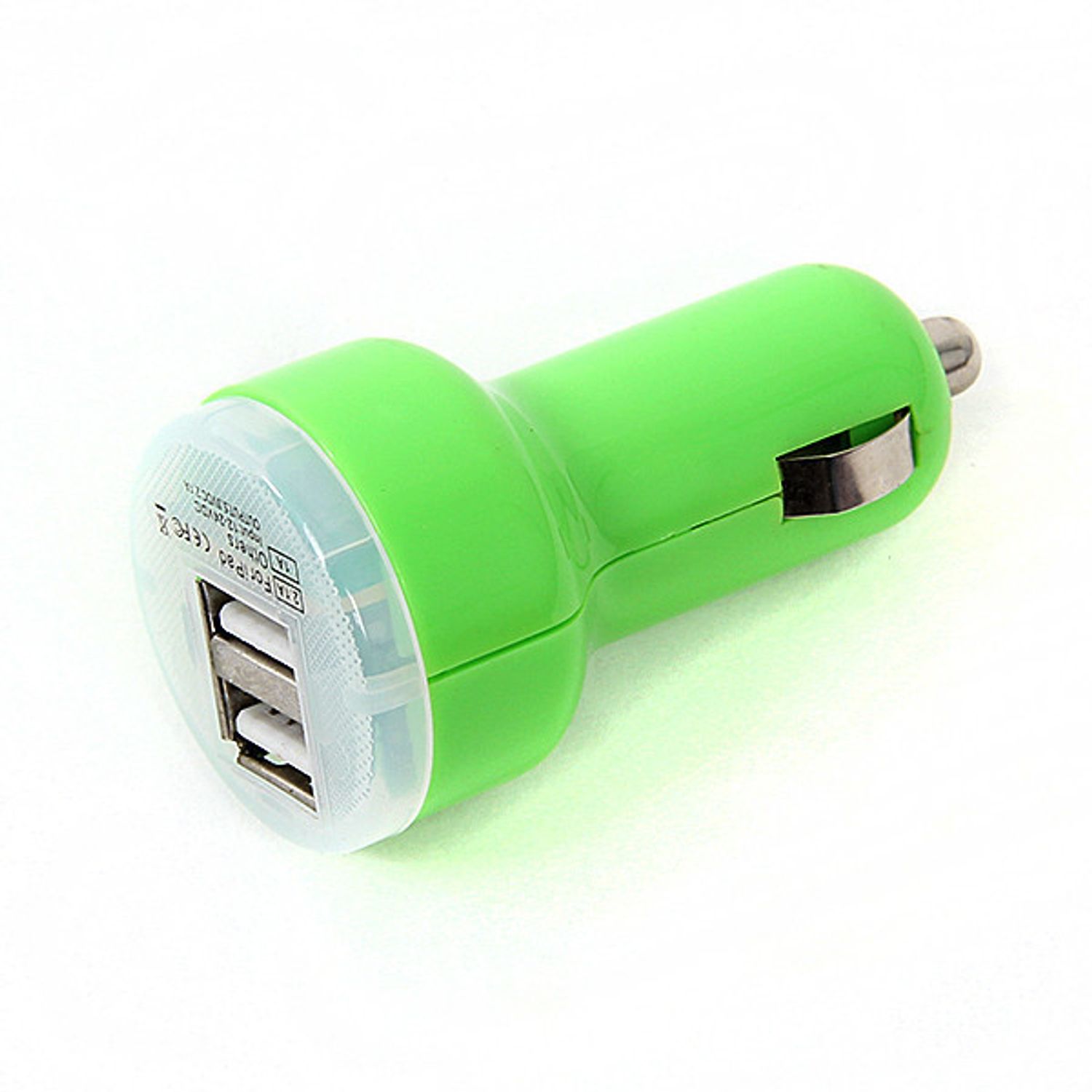 Adaptor Priza Auto MRG, Bricheta 12-24V, 2 x USB, Verde fotografia produsului View 3 L