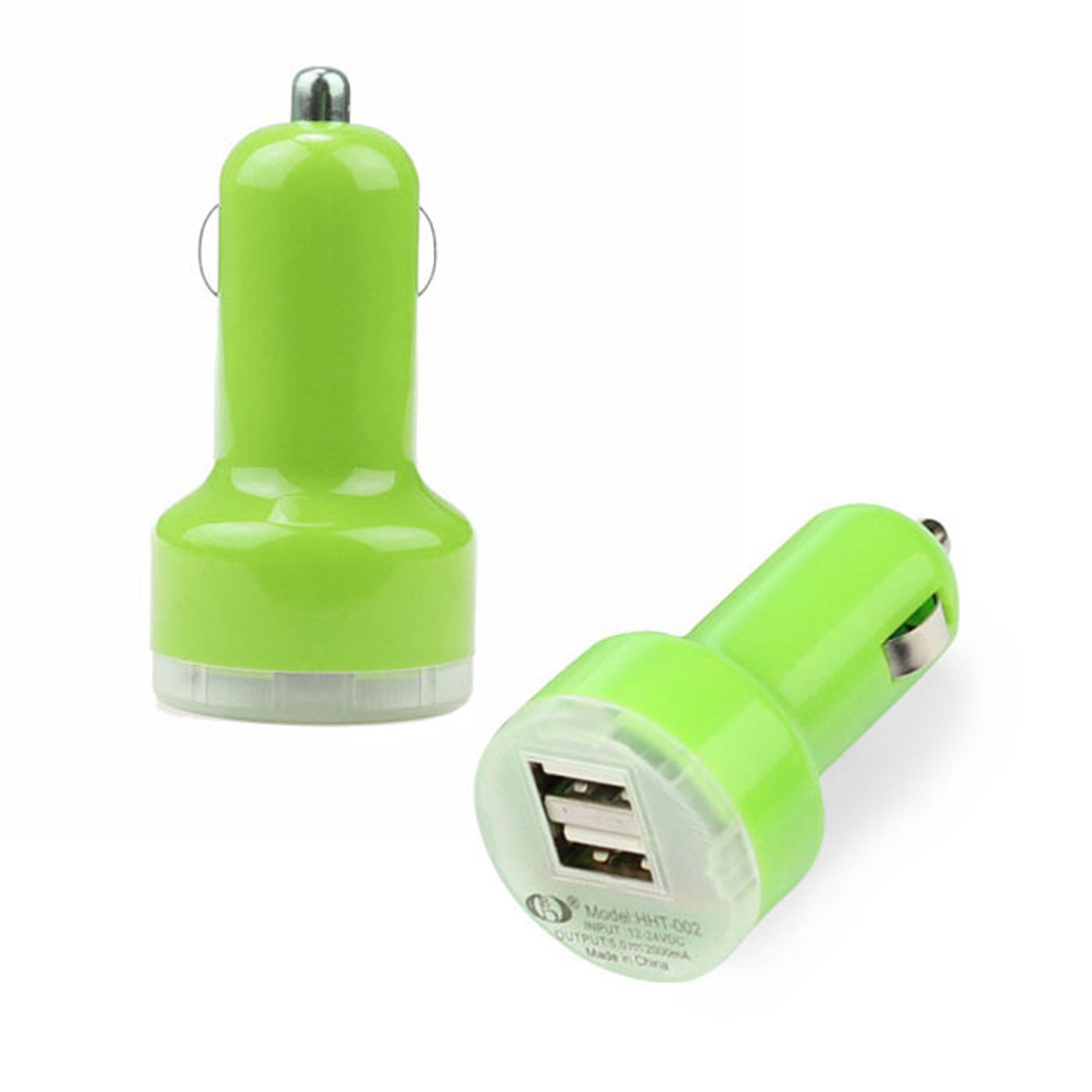 Adaptor Priza Auto MRG, Bricheta 12-24V, 2 x USB, Verde fotografia produsului