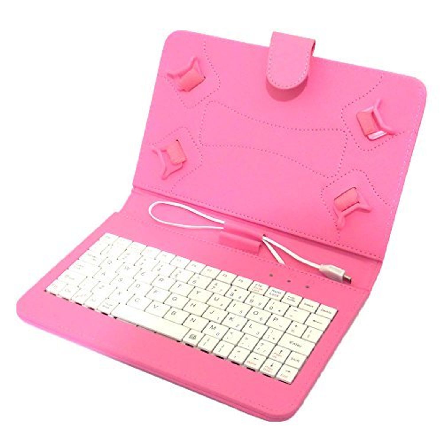 Husa Tableta MRG, 10 Inch, Cu Tastatura Micro Usb, Model X, Roz fotografia produsului View 2 L