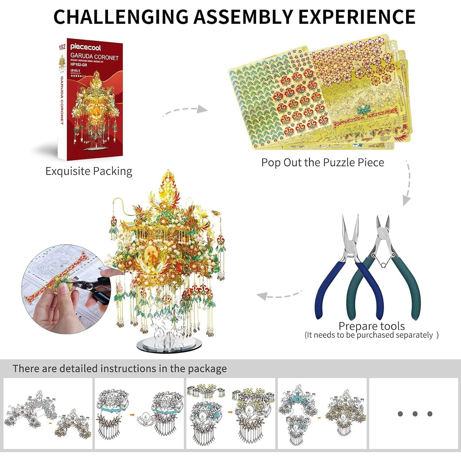 Puzzle 3D Piececool, Garuda Coronet II, Metal, 550 piese fotografia produsului View 6 L