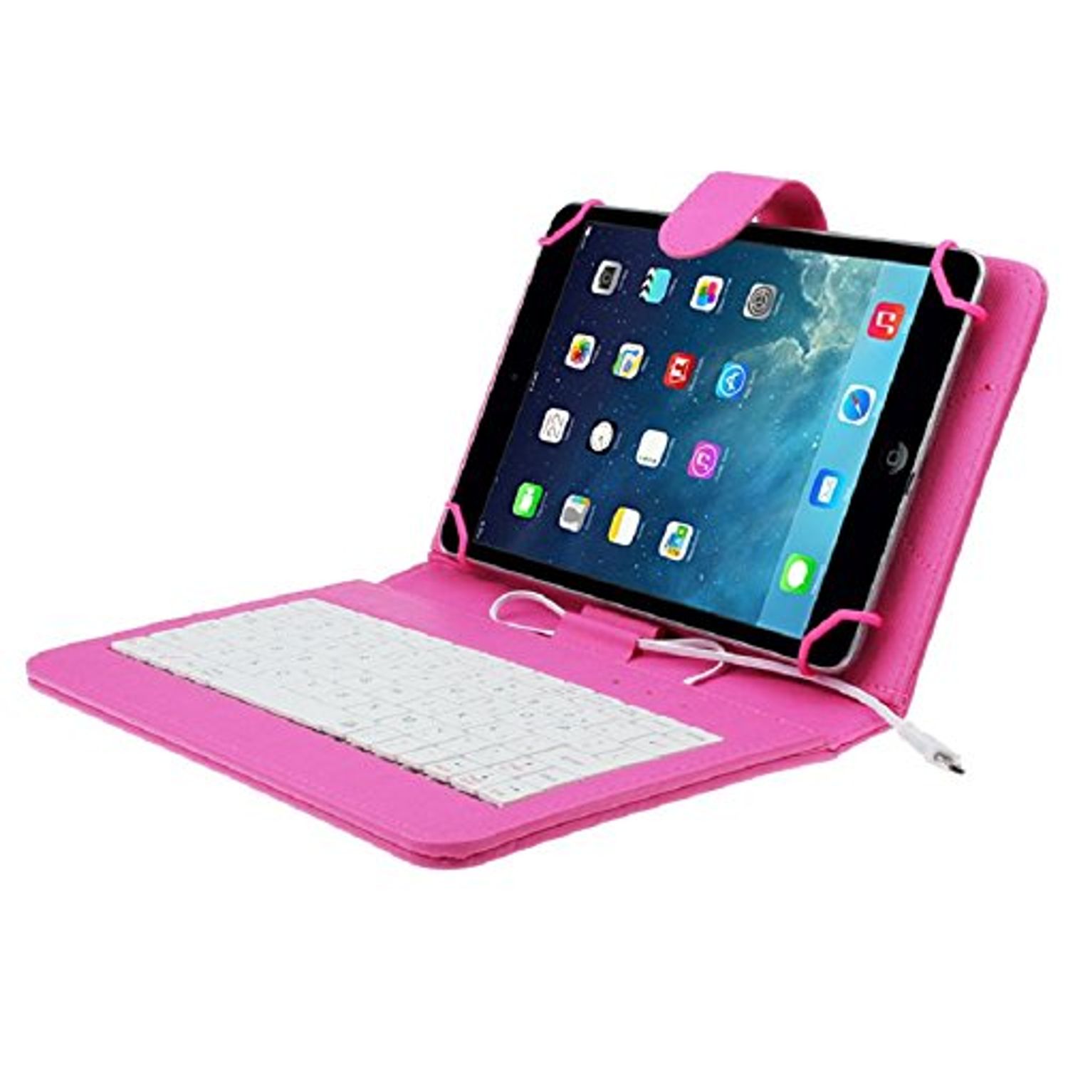 Husa Tableta 7 Inch Cu Tastatura Micro Usb Model X , Roz Aprins fotografia produsului View 4 L