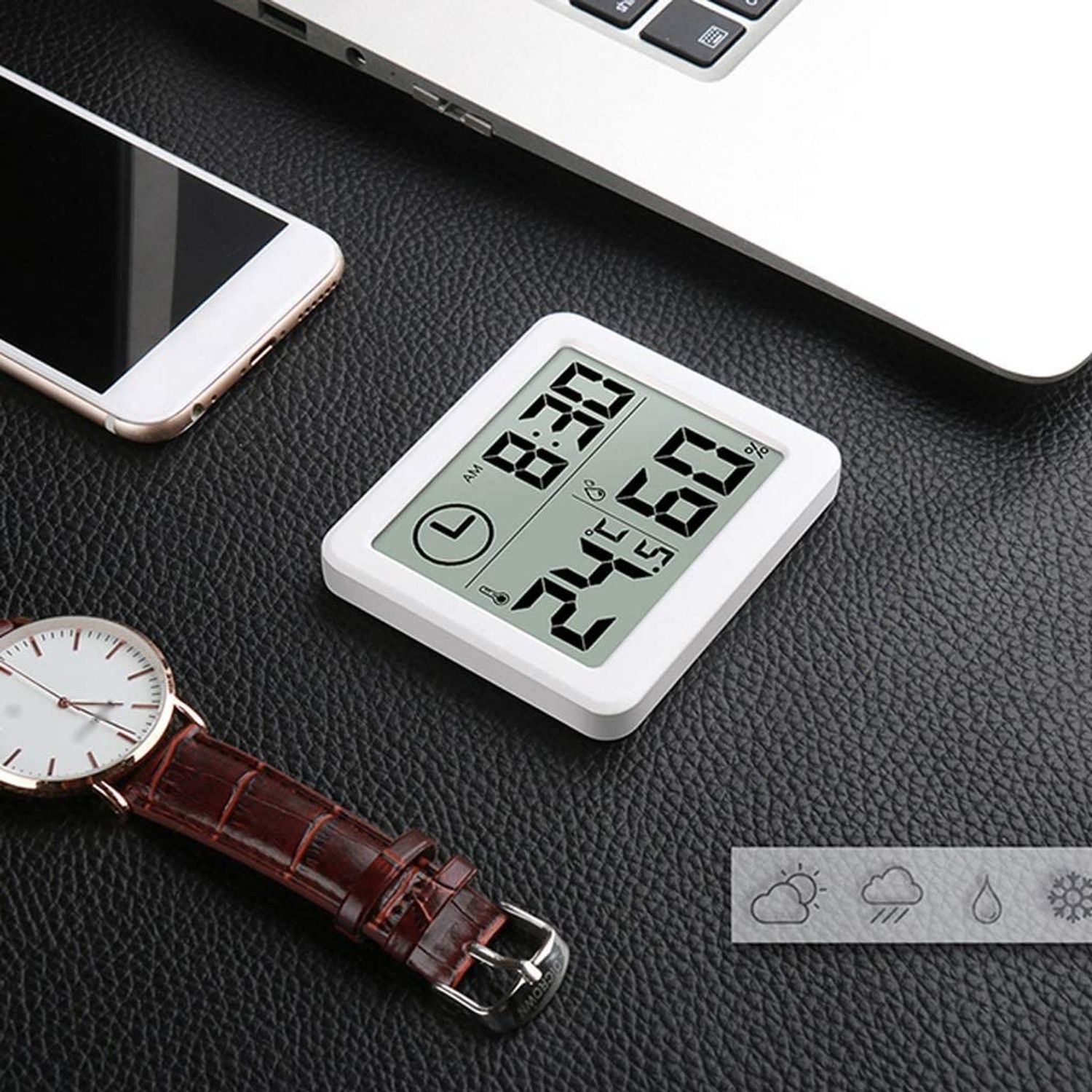 Mini Statie Meteo MRG M-365, Pentru interior, Termometru, Higrometru, Alb fotografia produsului View 6 L