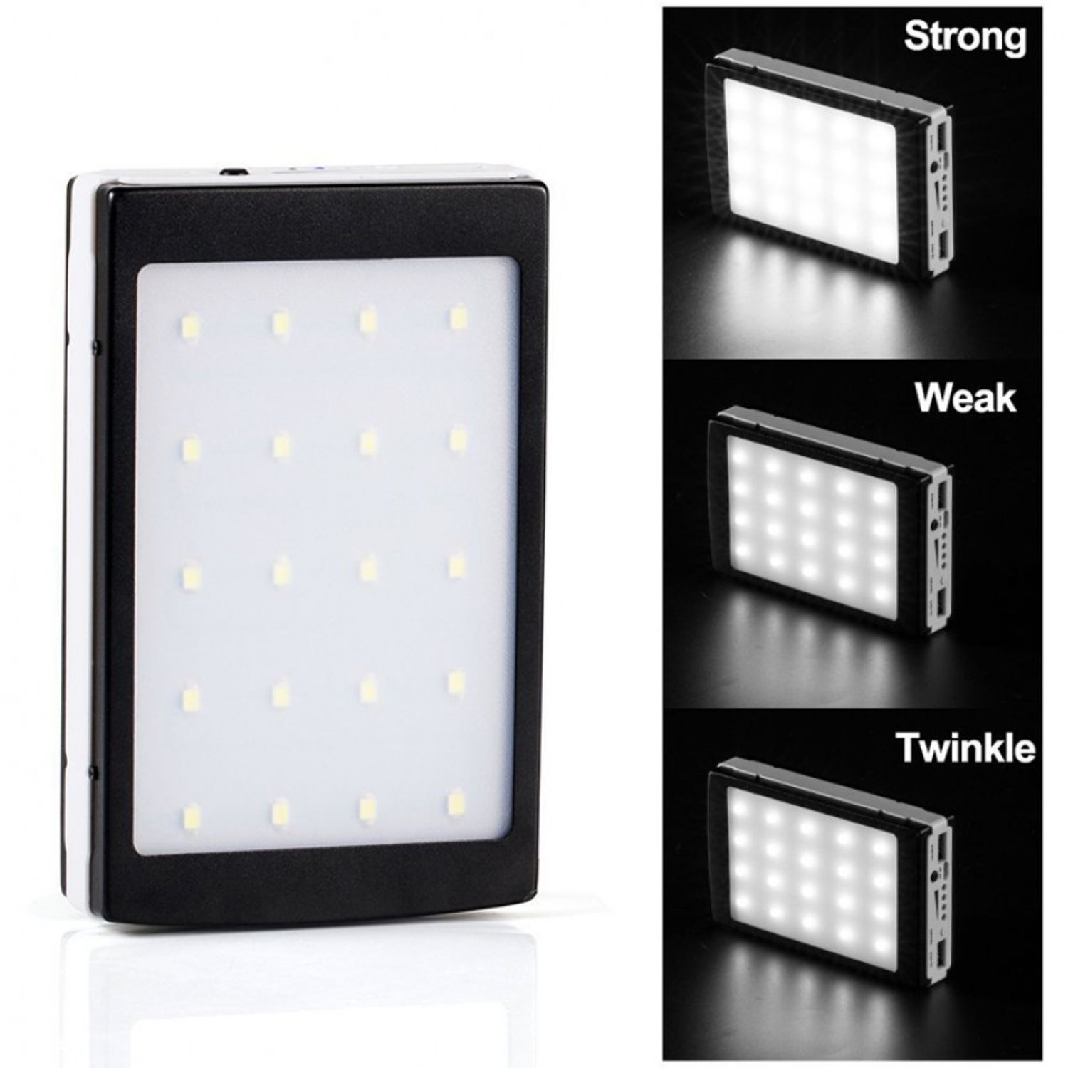 Baterie externa 20000 mah Negra  incarcare solara si lanterna 20 Led fotografia produsului View 5 L