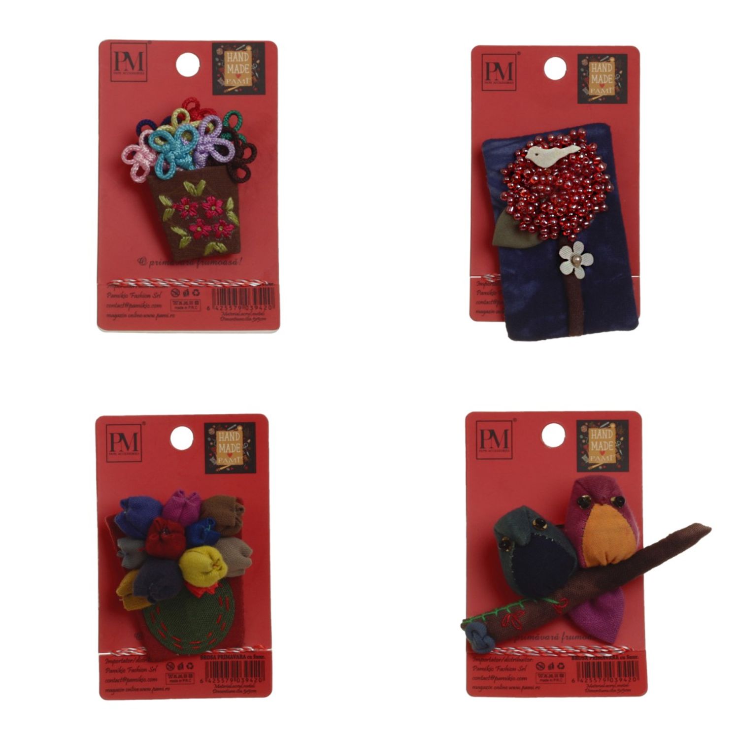 Set 4 martisoare brose handmade, PAMI, MVU-34 fotografia produsului