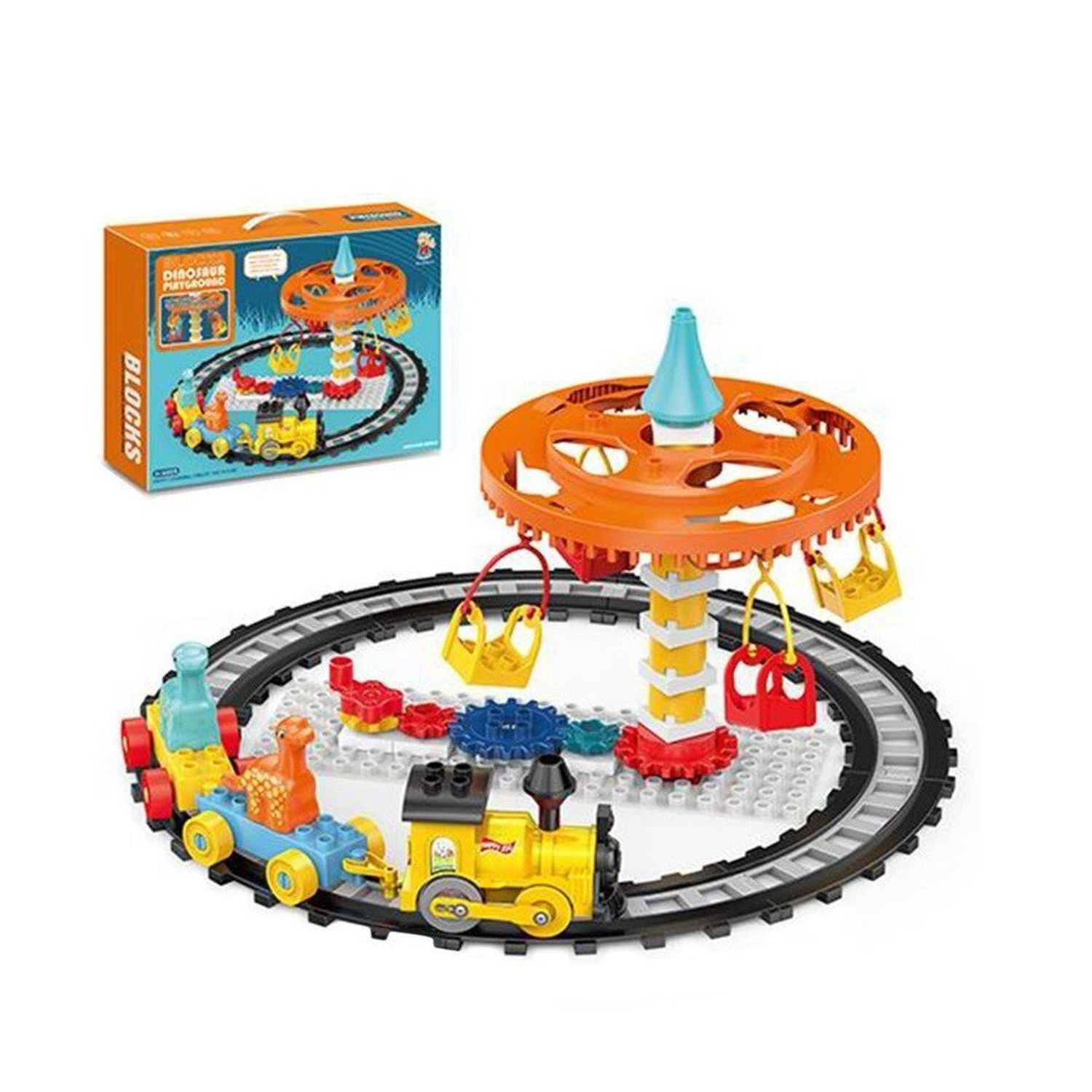 Set de constructie, Tren cu sine Dinosaur Playground, 57 piese fotografia produsului