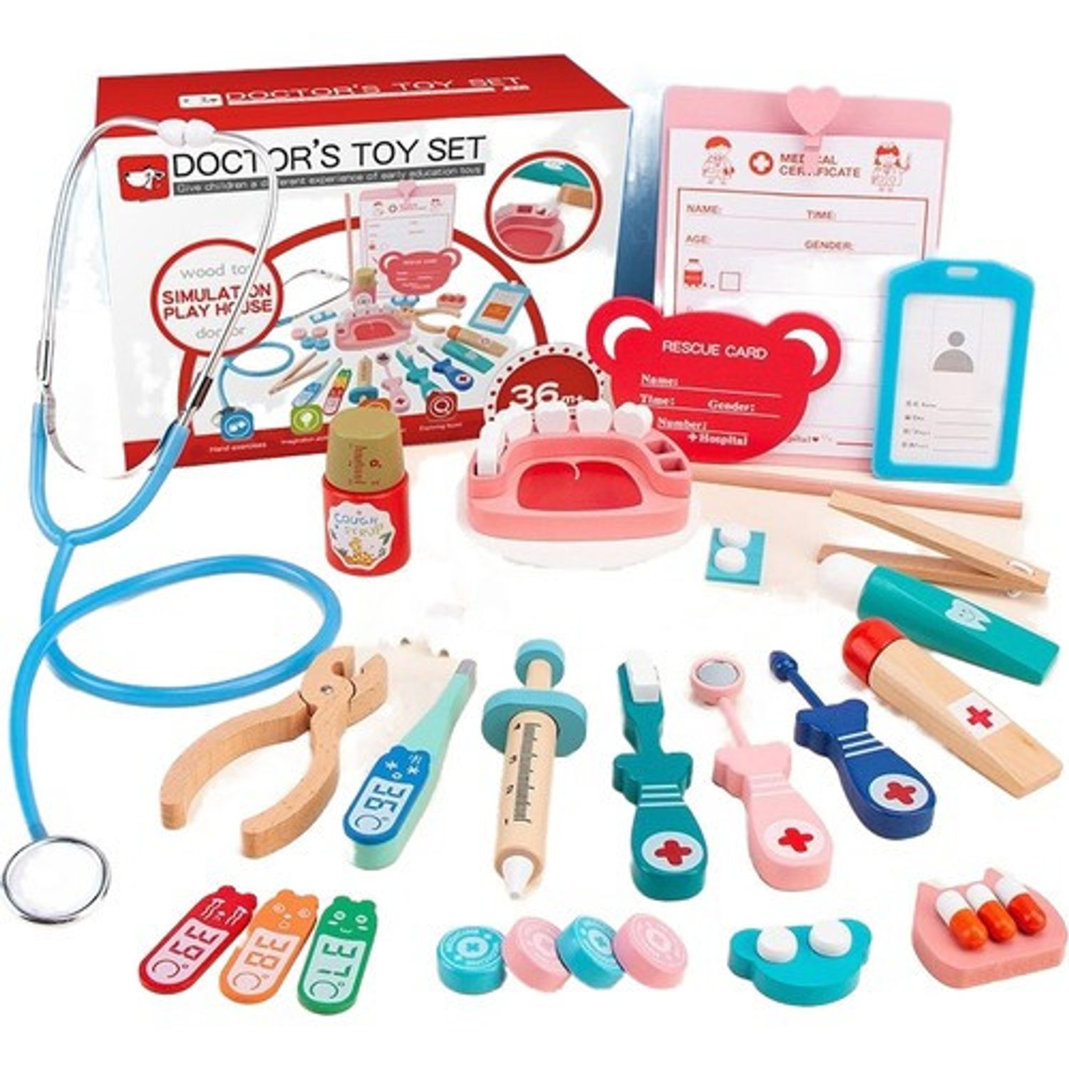 Jucarie din lemn trusa doctor Stomatolog fotografia produsului