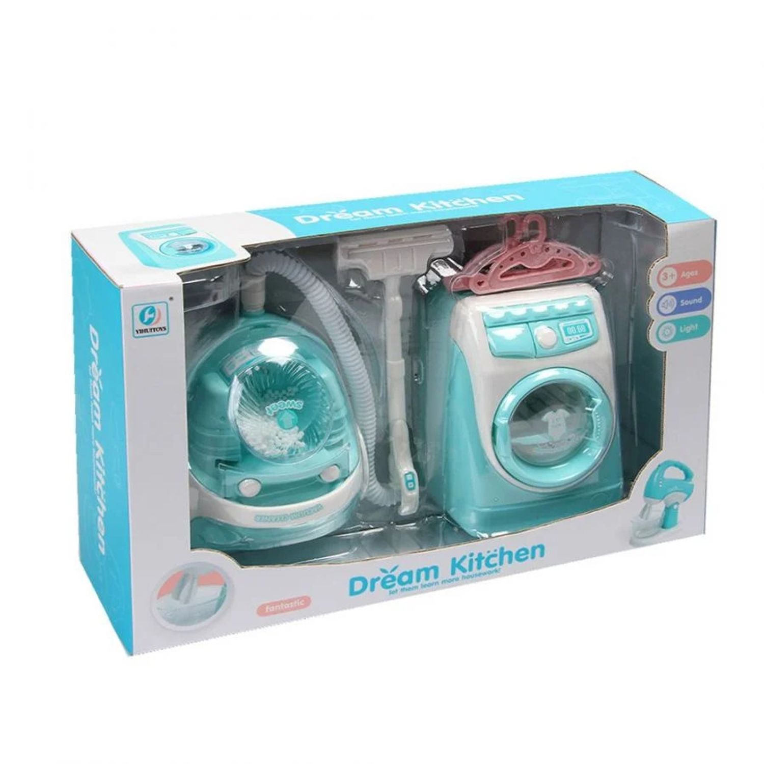 Set mini aspirator si masina de spalat cu sunete si lumini fotografia produsului