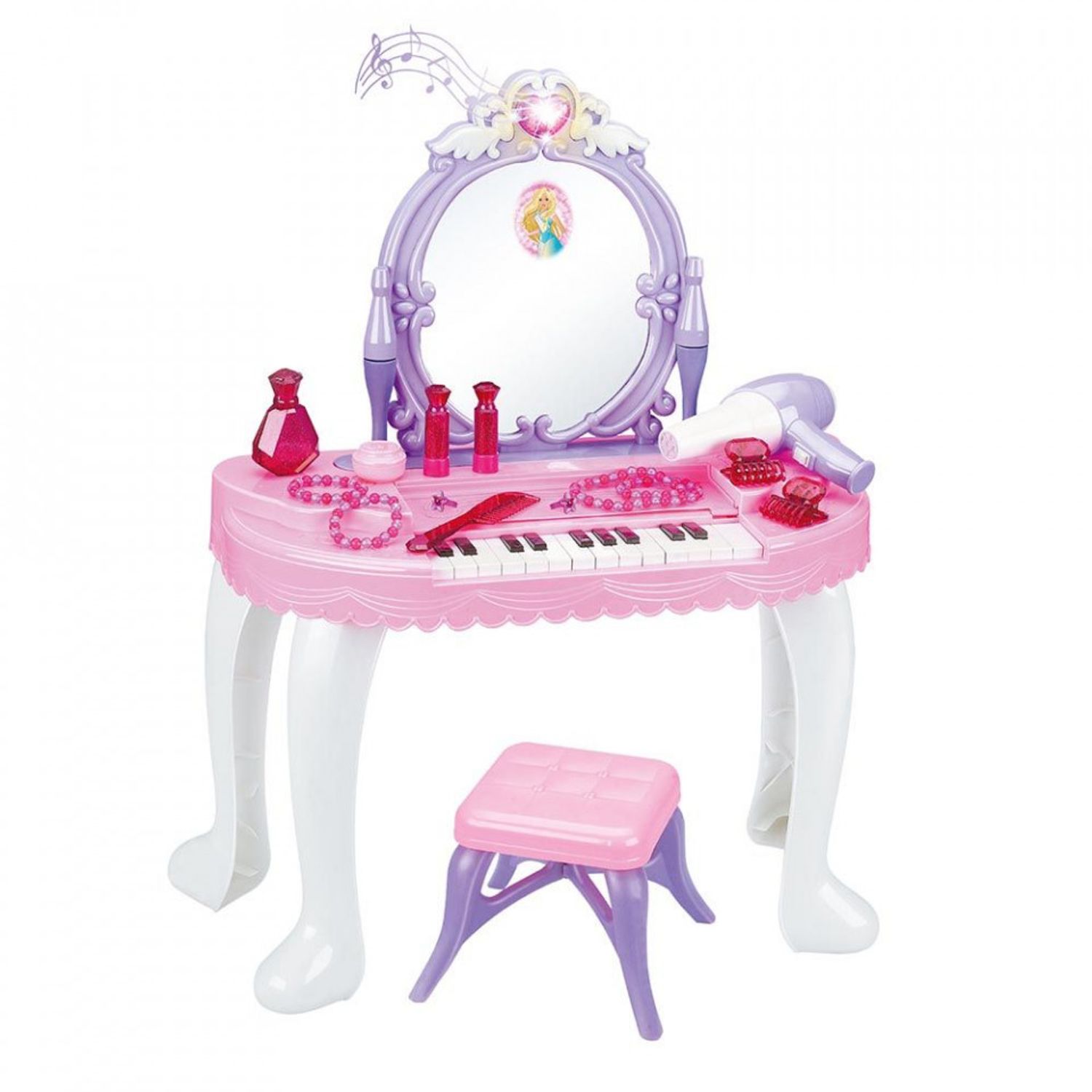 Masuta de toaleta cu pian si Oglinda de Jucarie pentru Fetite fotografia produsului
