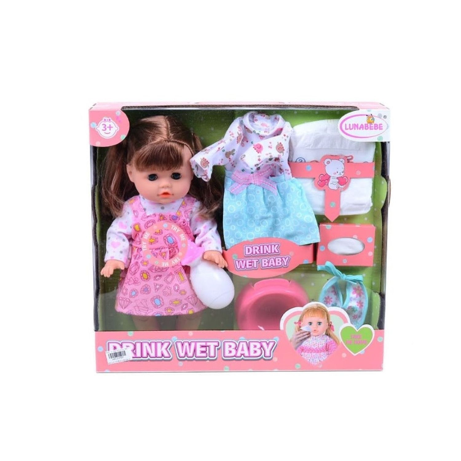 Papusa Interactiva, cu accesorii si Functi Realiste LunaBebe Drink Wet Baby fotografia produsului