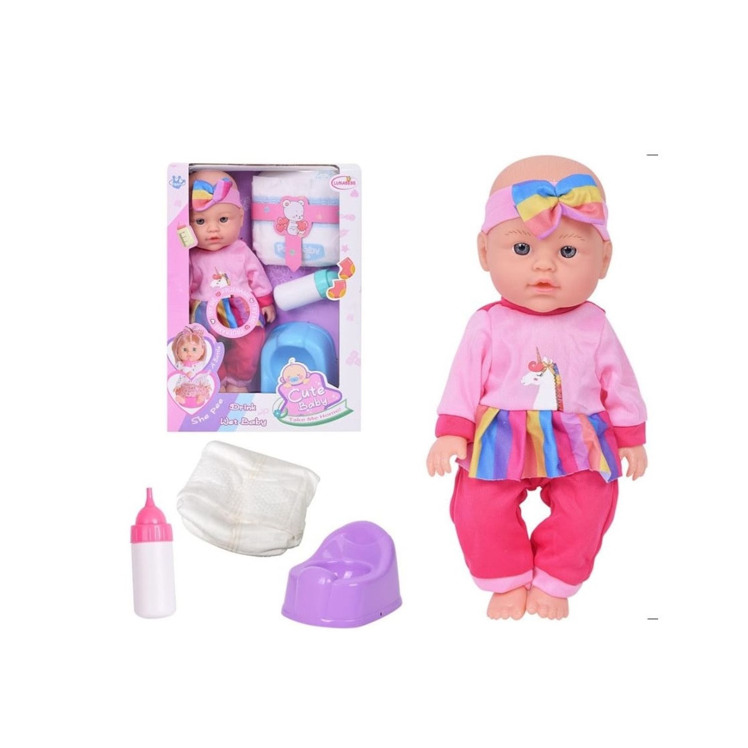 Papusa bebelus cu Functi Realiste LunaBebe Drink Wet Baby fotografia produsului