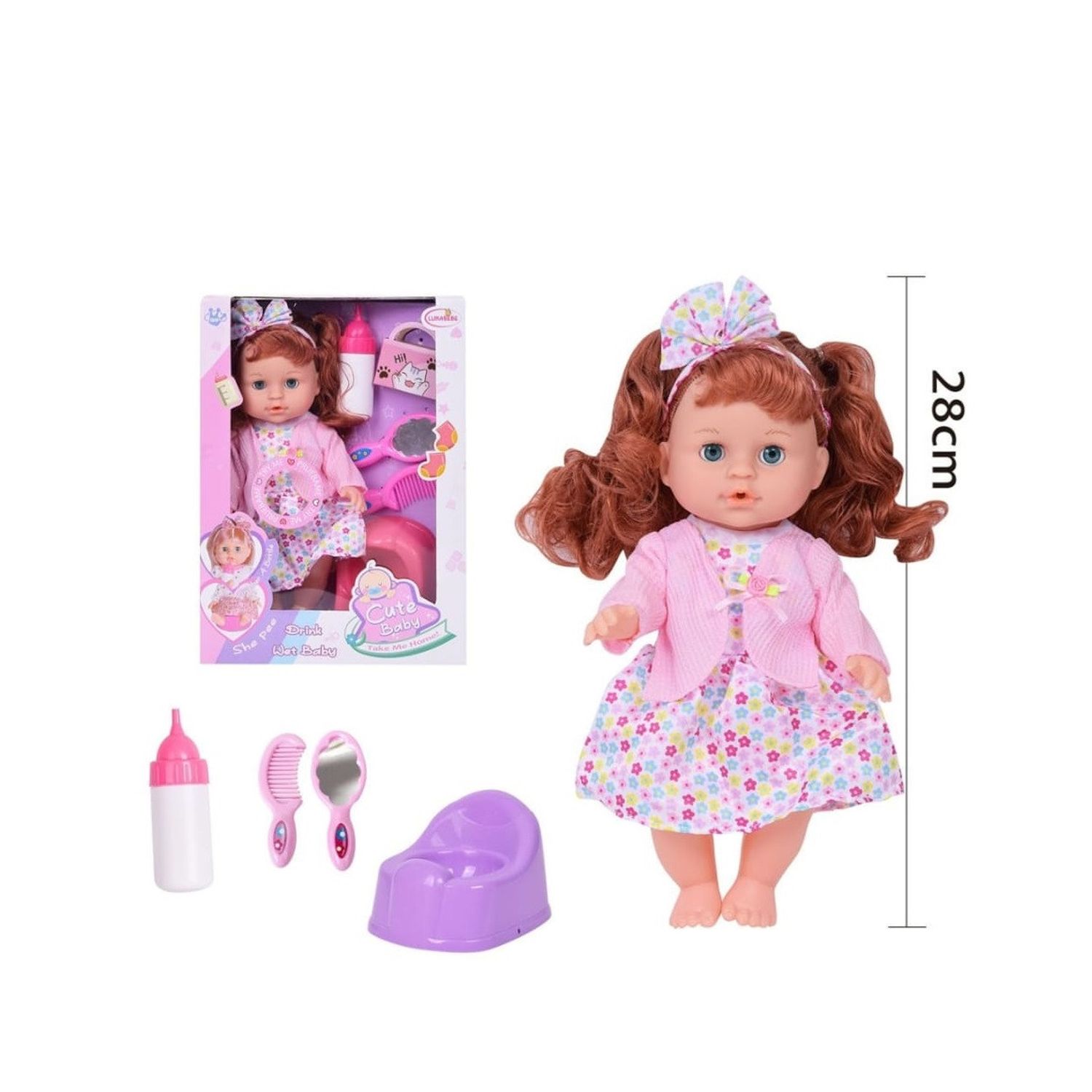 Papusa pentru fete cu Functi Realiste LunaBebe Drink Wet Baby, 28 cm fotografia produsului