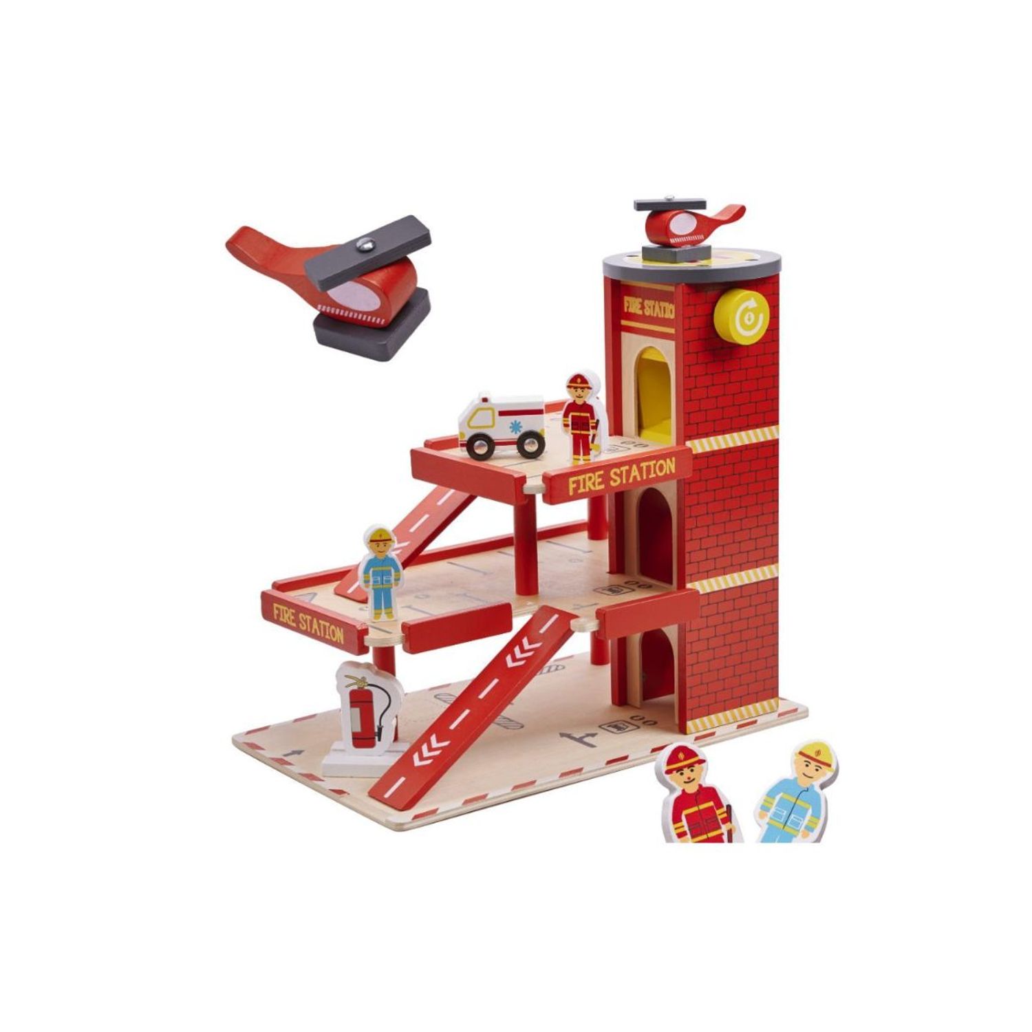 Garaj de pompieri cu parcare din lemn, LIULO, 34 x 21 x 32cm fotografia produsului View 3 L