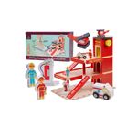 Garaj de pompieri cu parcare din lemn, LIULO, 34 x 21 x 32cm fotografia produsului