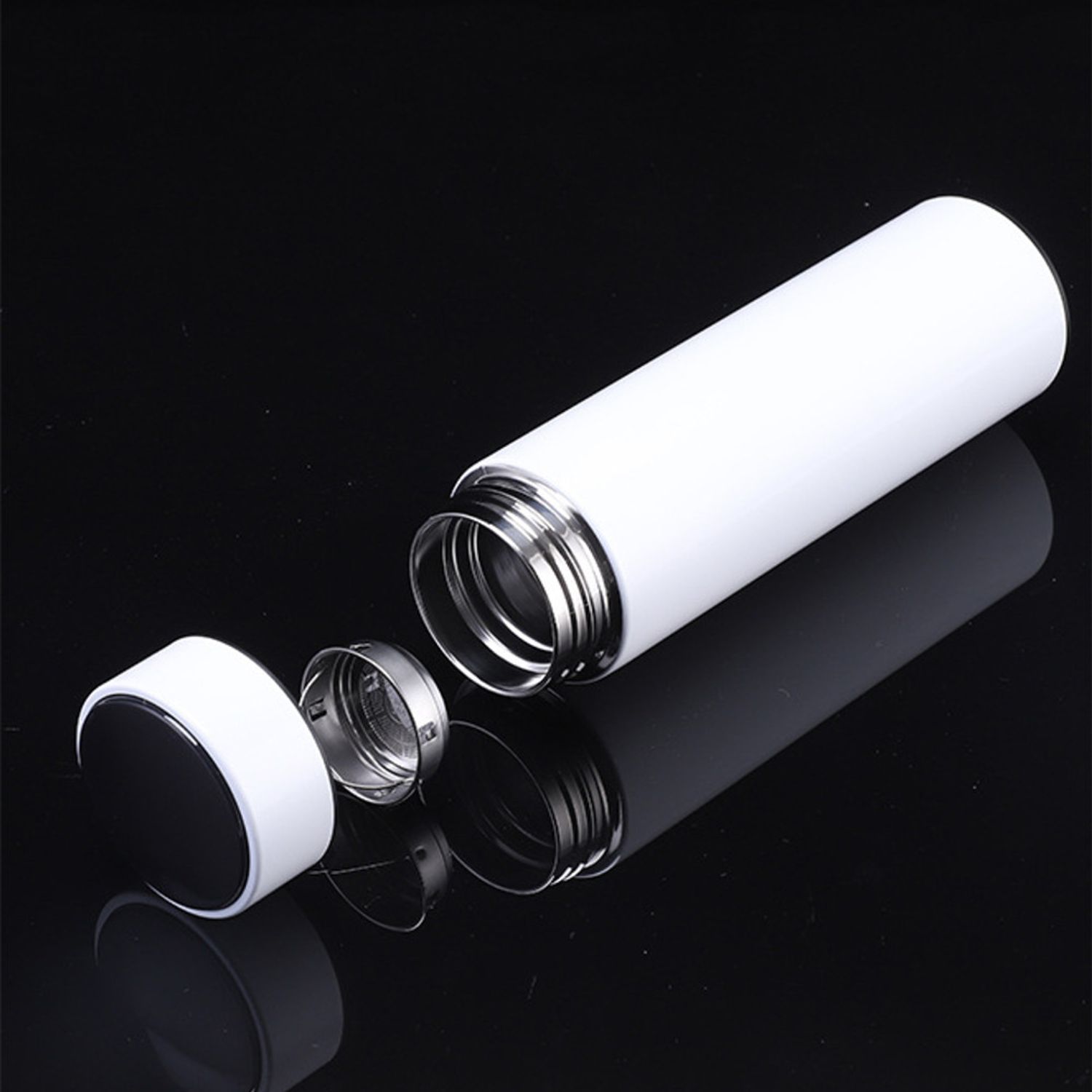 Sticla termos LED cu indicator de temperatura, inox, 500 ml, alb fotografia produsului View 2 L