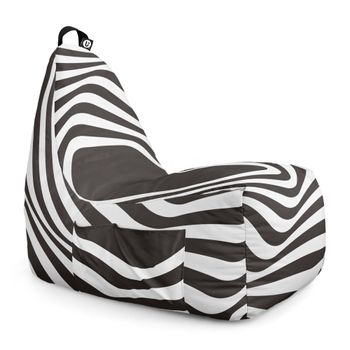 Fotoliu Updeco Puf Bean Bag Tip Chill XL, Impermeabil, Sac Interior, 66 X 100 X 75 Cm, Abstract Zebra