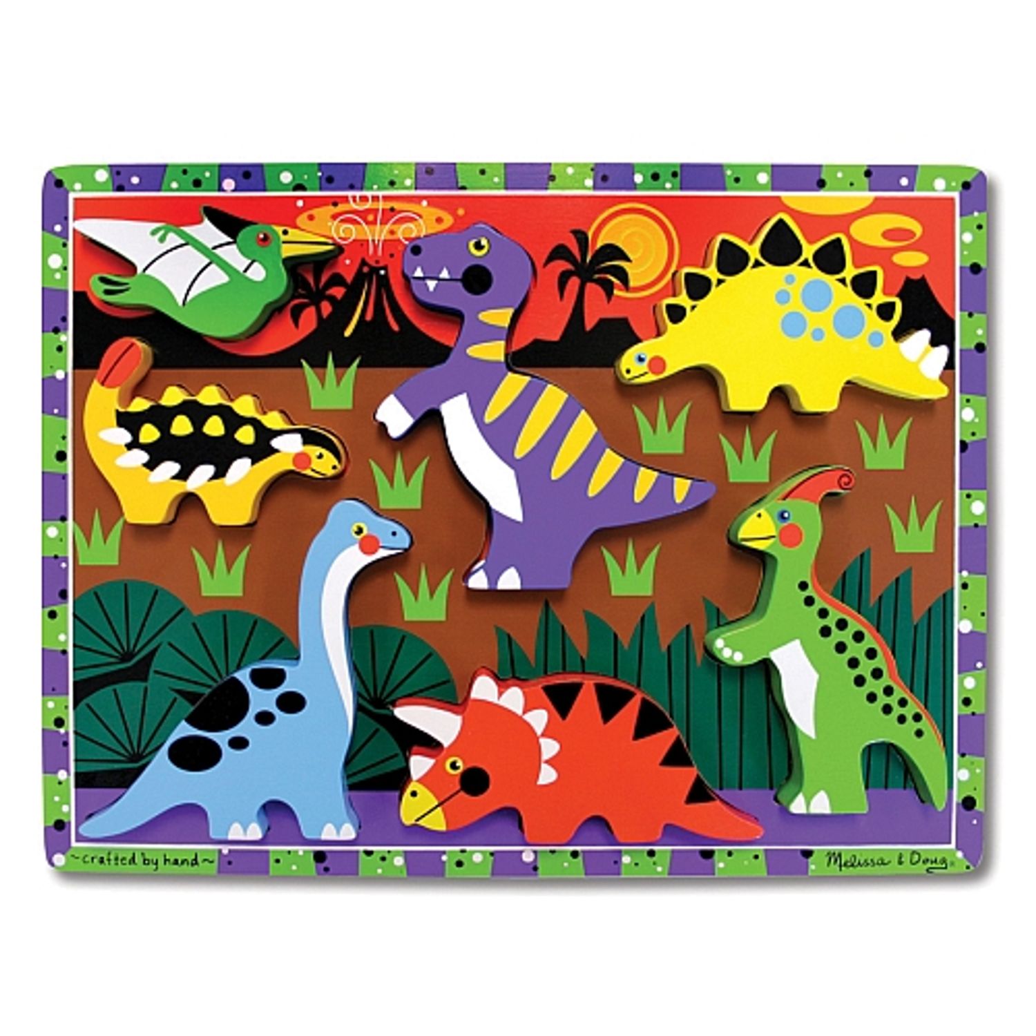 Puzzle lemn in relief Dinozauri Melissa and Doug fotografia produsului