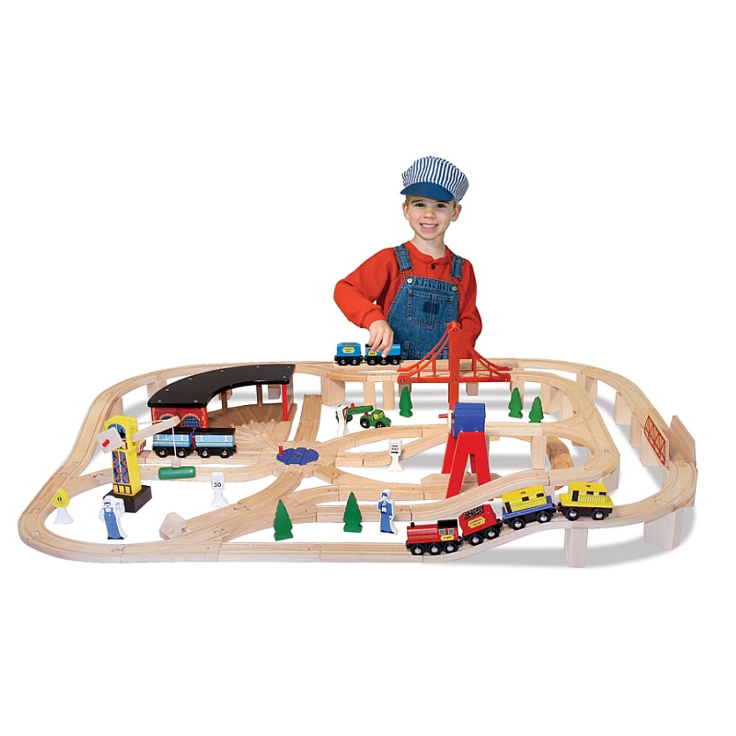 Set Trenulet din lemn cu depou Melissa and Doug fotografia produsului