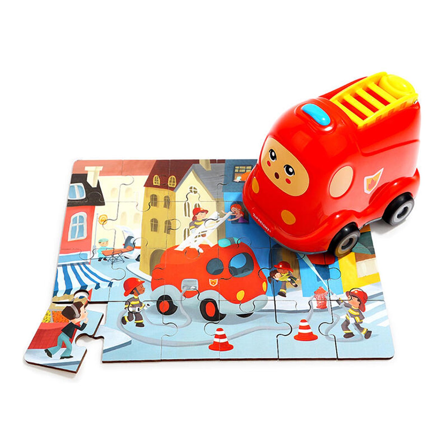 Puzzle din lemn - Masinuta de pompieri fotografia produsului