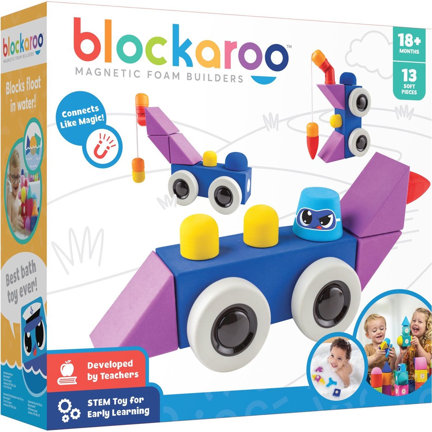 Set cuburi din spuma cu magnet Blockaroo, Automobil 13 piese fotografia produsului