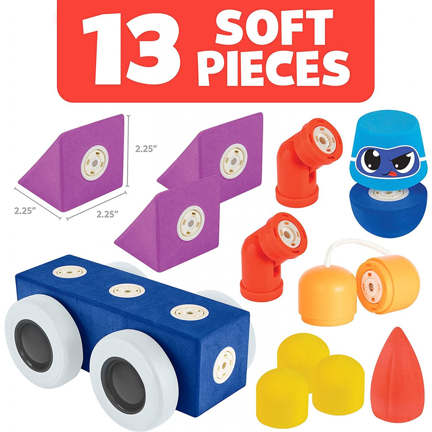 Set cuburi din spuma cu magnet Blockaroo, Automobil 13 piese fotografia produsului View 4 L
