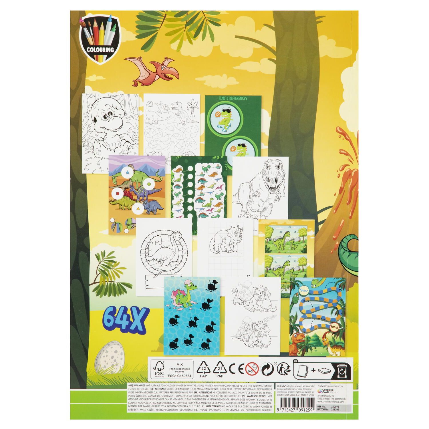 Carte de colorat cu activitati - Dinozaur fotografia produsului View 3 L