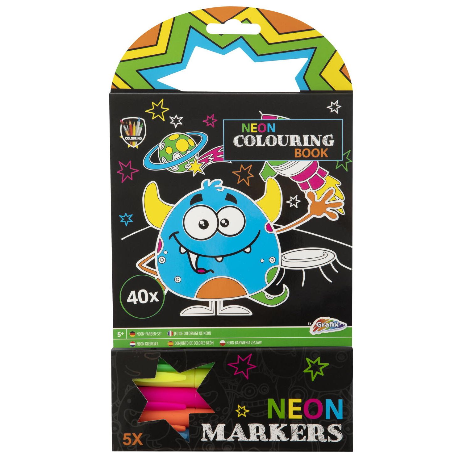Carte de colorat cu carioci neon - Monstrulet fotografia produsului