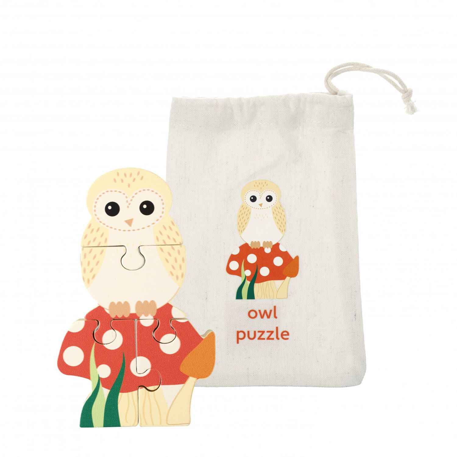 Mini puzzle din lemn bufnita 3D, Orange Tree Toys fotografia produsului