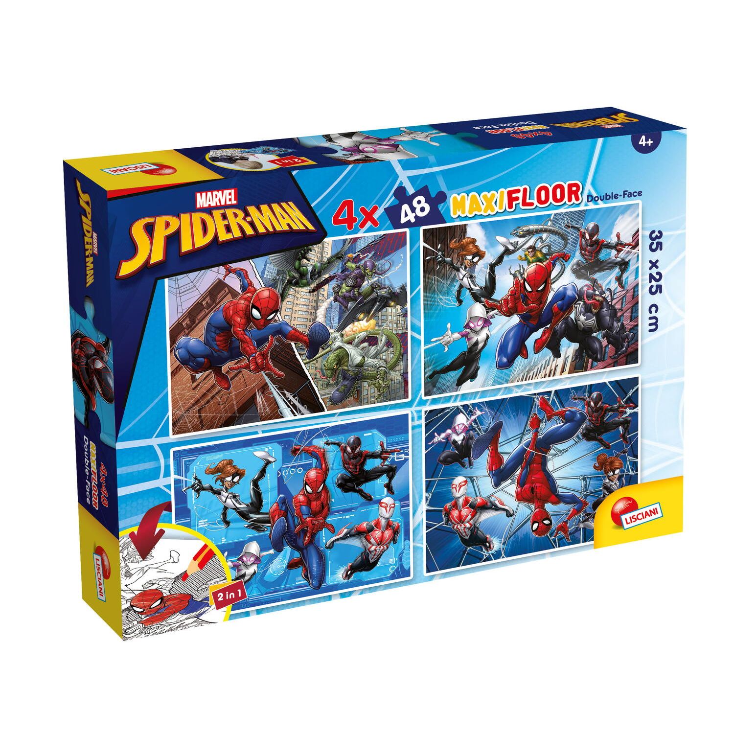 Puzzle de colorat maxi - Spiderman (4 x 48 de piese) fotografia produsului