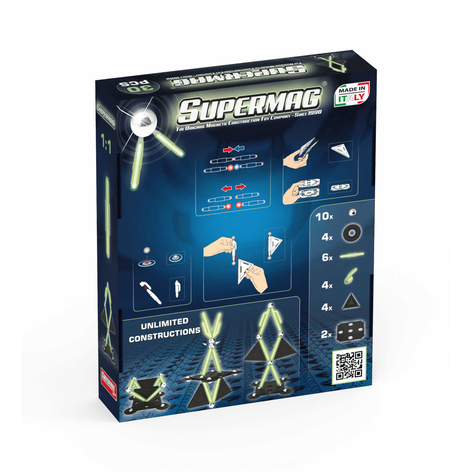 Set de constructie magnetic Supermag Projects Glow, 30 piese fotografia produsului View 2 L