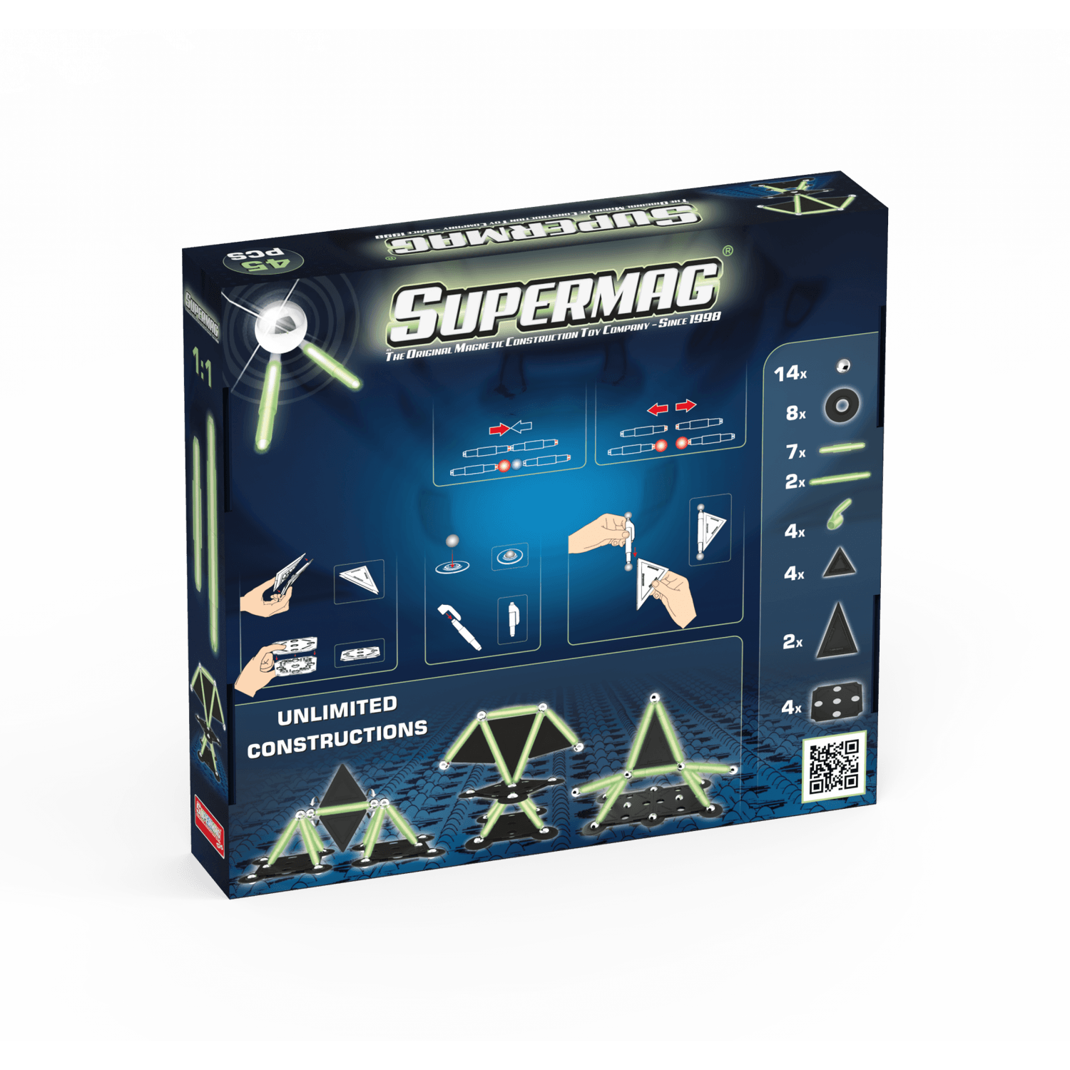 Set de constructie magnetic Supermag Projects Glow, 45 piese fotografia produsului View 2 L