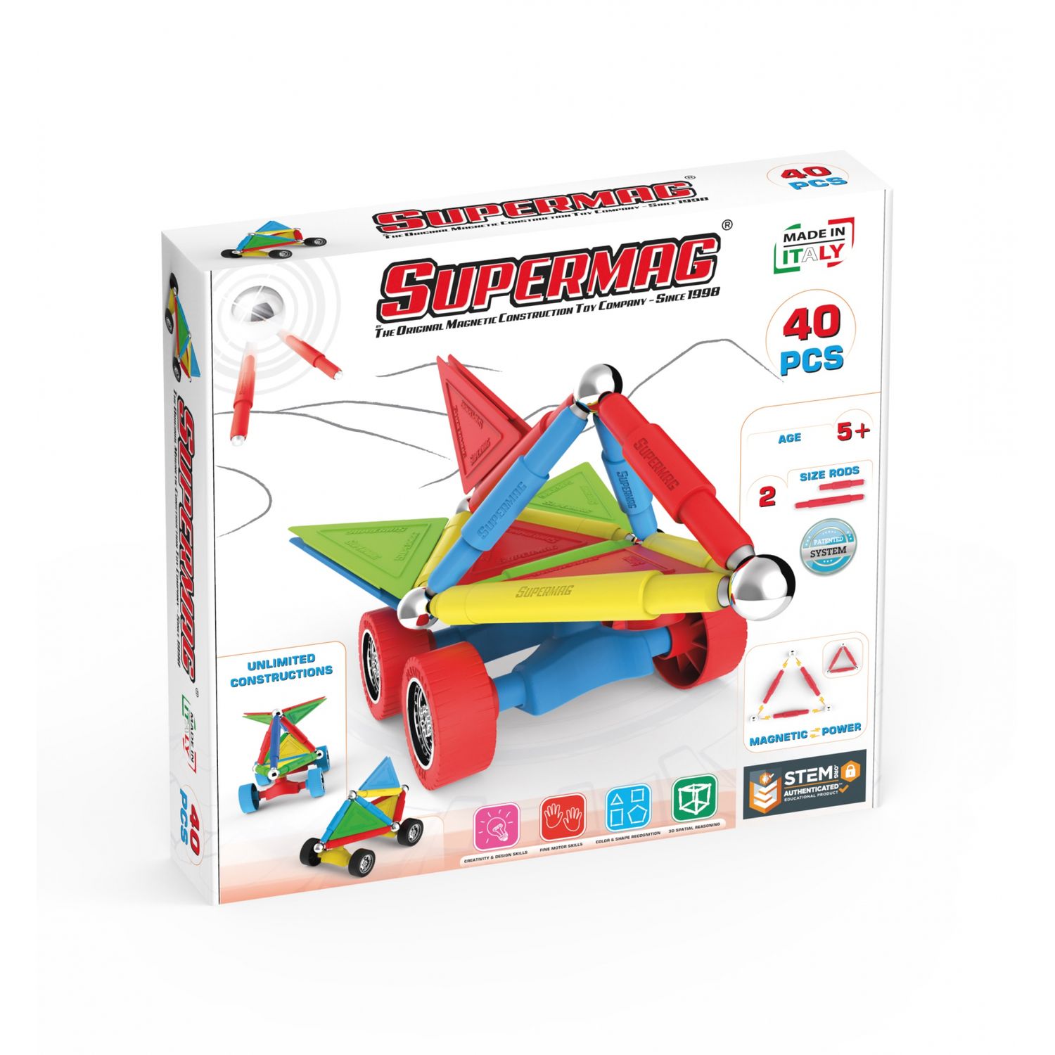 Set de constructie magnetic Supermag Projects Wheels, 40 piese fotografia produsului