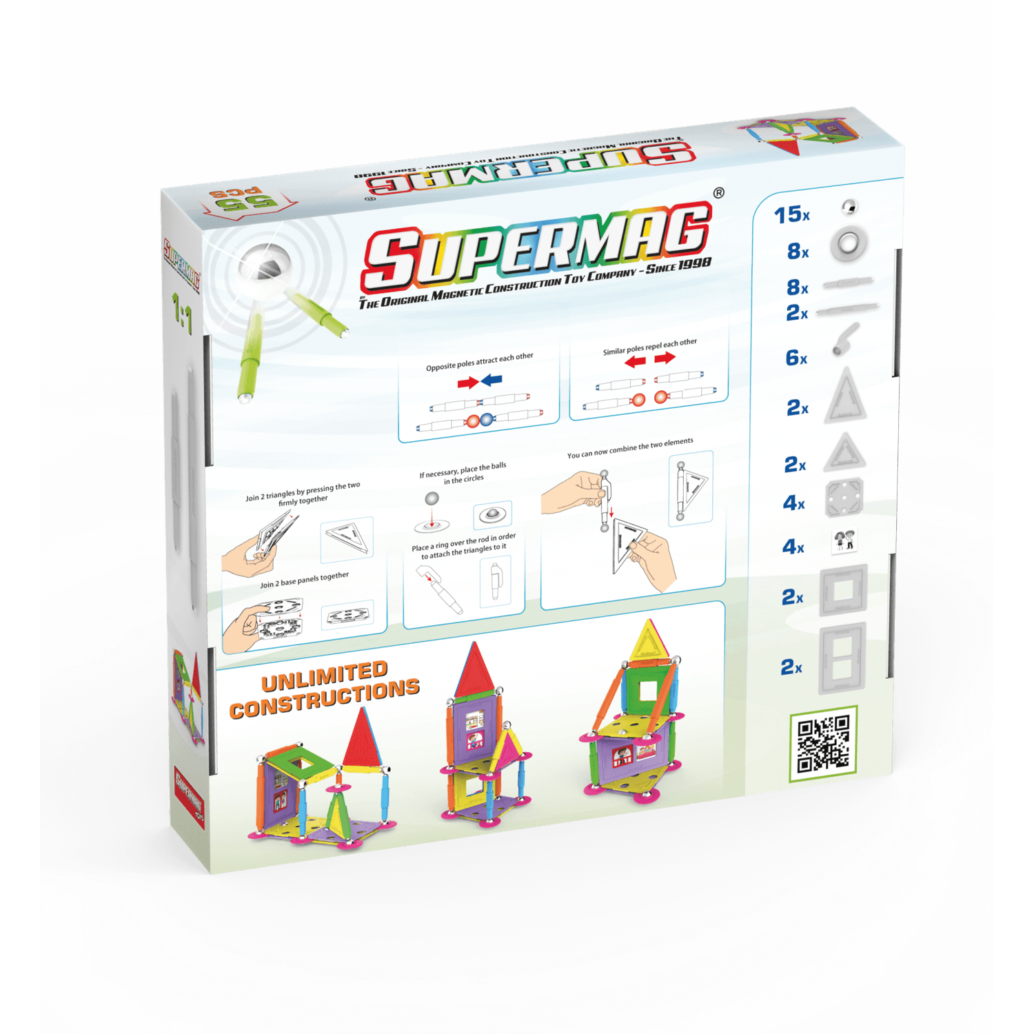 Set de constructie magnetic Supermag Projects House, 55 piese fotografia produsului View 2 L